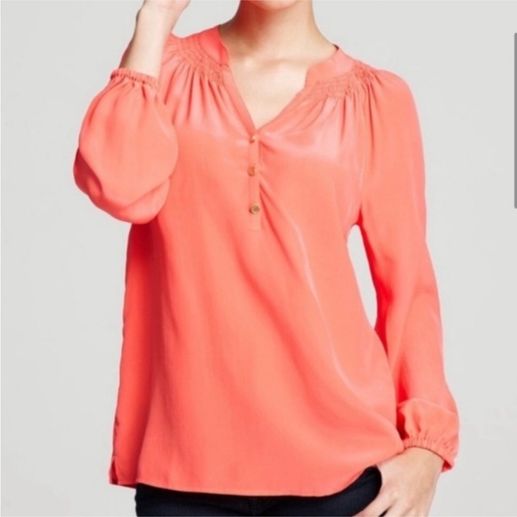 LILLY PULITZER “Elsa” Silk Top in Cheeky Melon - Picture 4 of 11